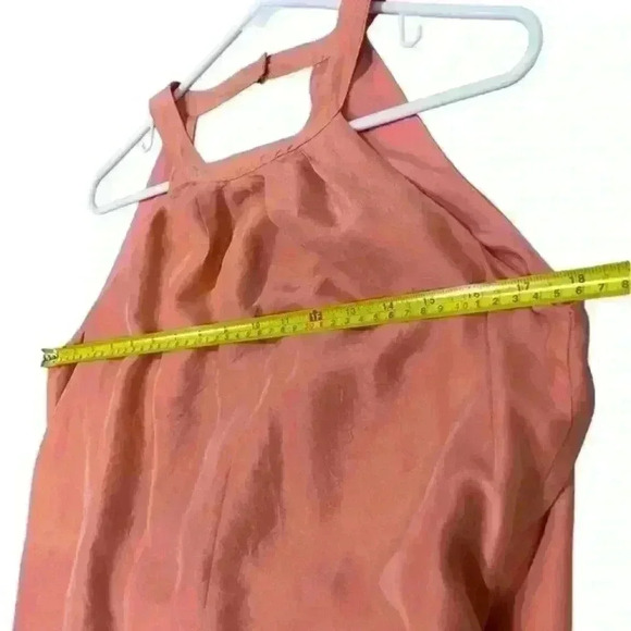 J. Crew 100% Dupioni Silk Halter Swoop Cocktail Formal Shift Dress Peach Size 6 - Picture 8 of 9